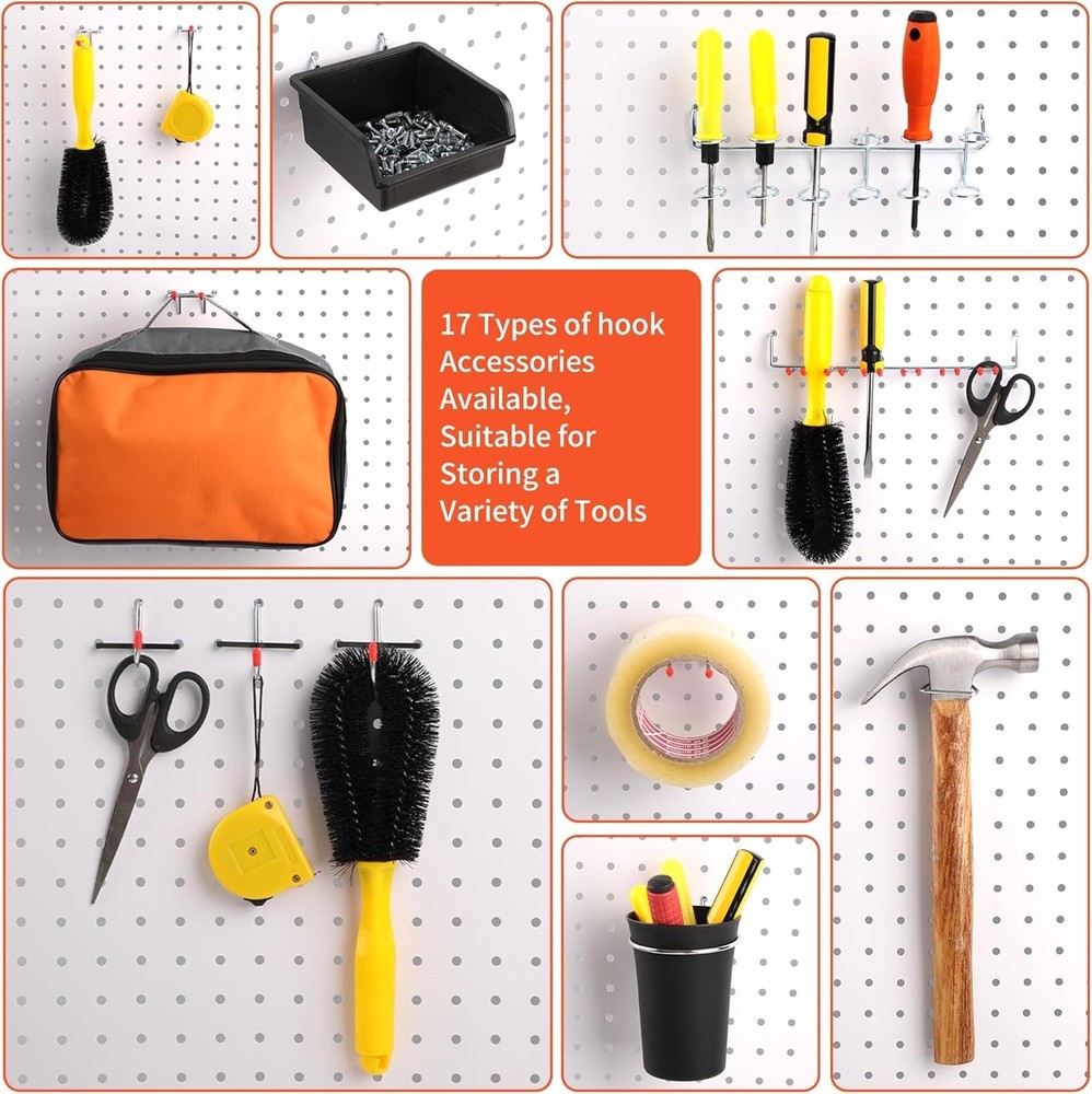 130PCS Pegboard Hooks Assortment - Peg board Hooks for Hanging Tools with Peg...