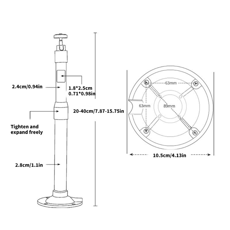 Telescopic Security Camera Bracket Ceiling Camera Mount with Hiddened Wiring