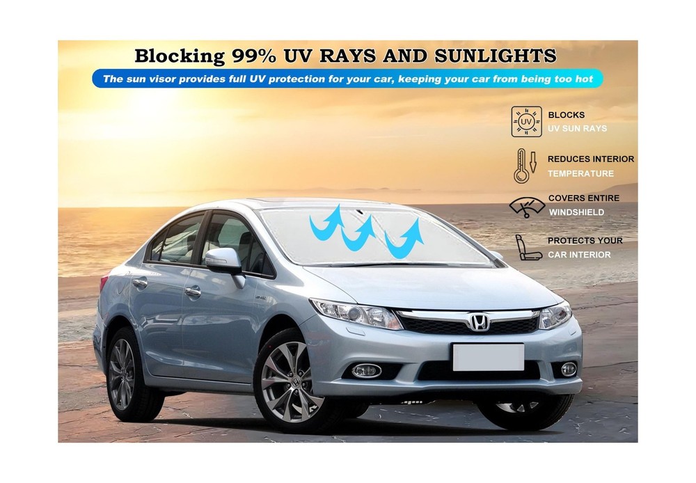 Windshield Sun Shade for Honda Civic 2012 2013 2014 2015, Front Win... Fast Ship