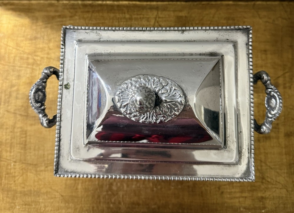 Decorative Only Silver Plate Tea Candy Jar