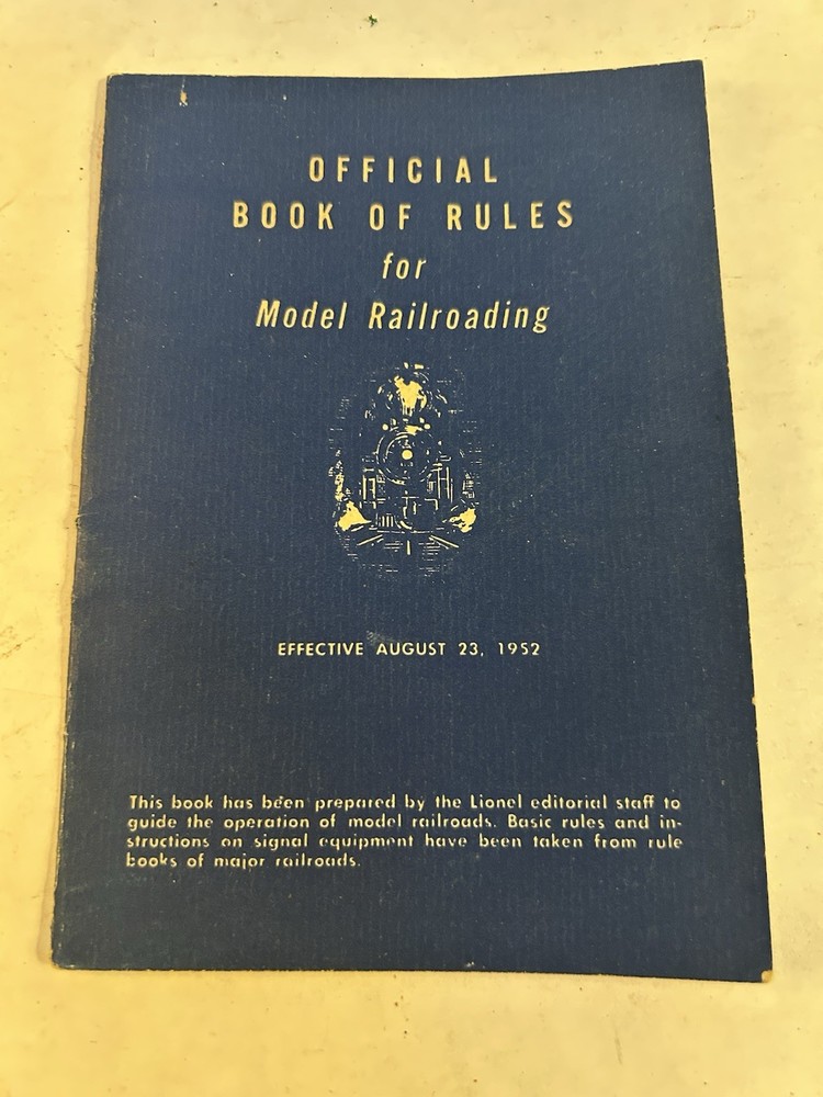 Official Rules For Model Railroading by Lionel - 1952
