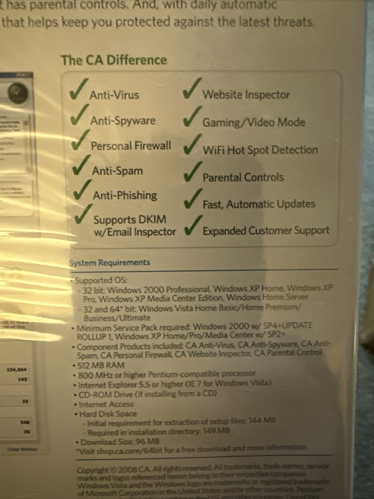 CA Internet Security Suite 2009 Computer Associates- Comprehensive Security/Data