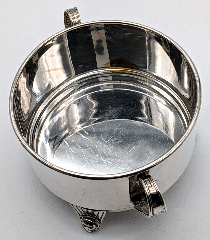 Large Silver Plated Footed Covered Handled Sugar Bowl