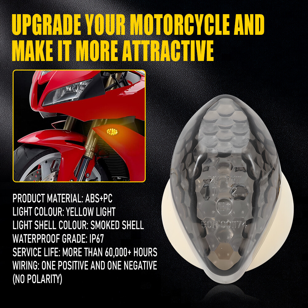 LED Flush Mount Front Turn Signal Blinker Amber For Honda CBR600RR CBR600F4/F4i