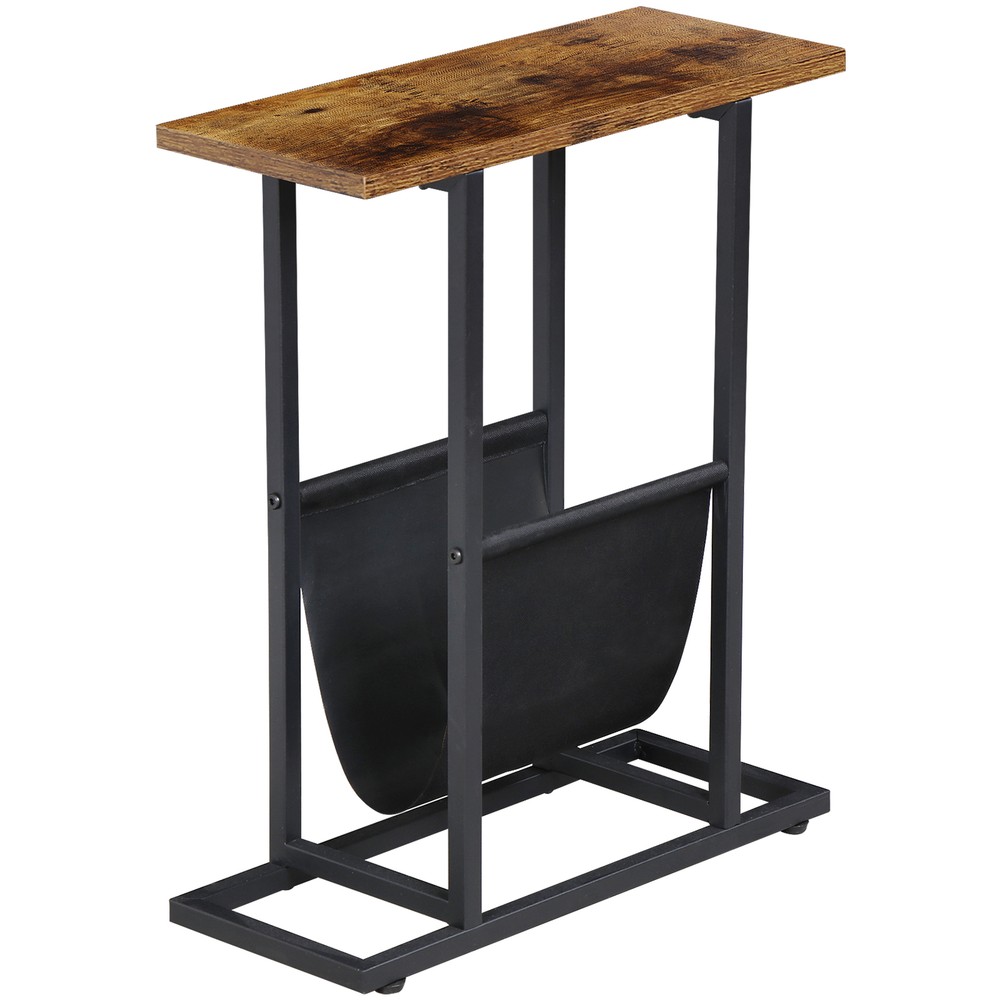 4PCS Narrow Sofa Side End Table Snack Bedside Table Storage Holder Rustic Brown