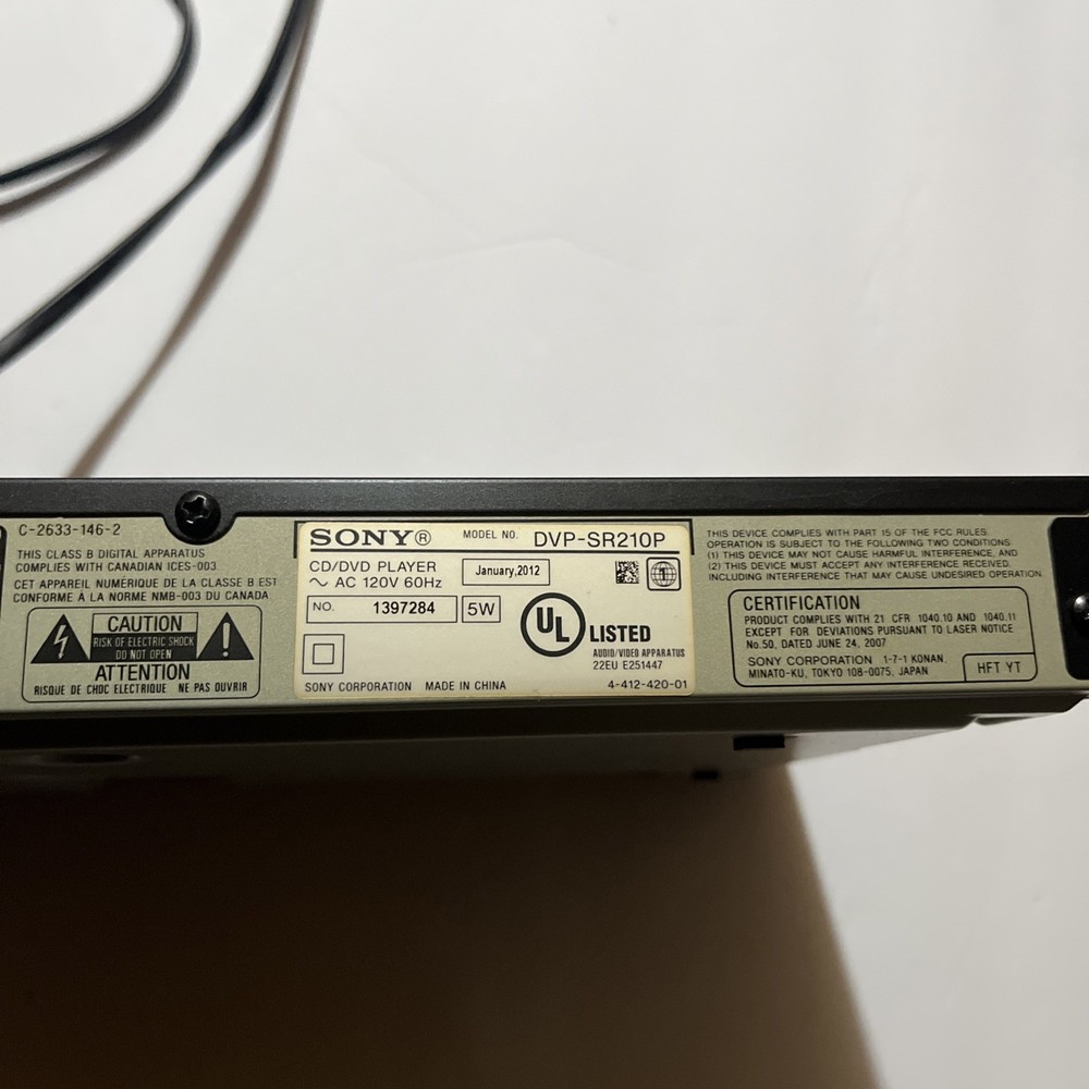Sony DVD Player — Tested & Working