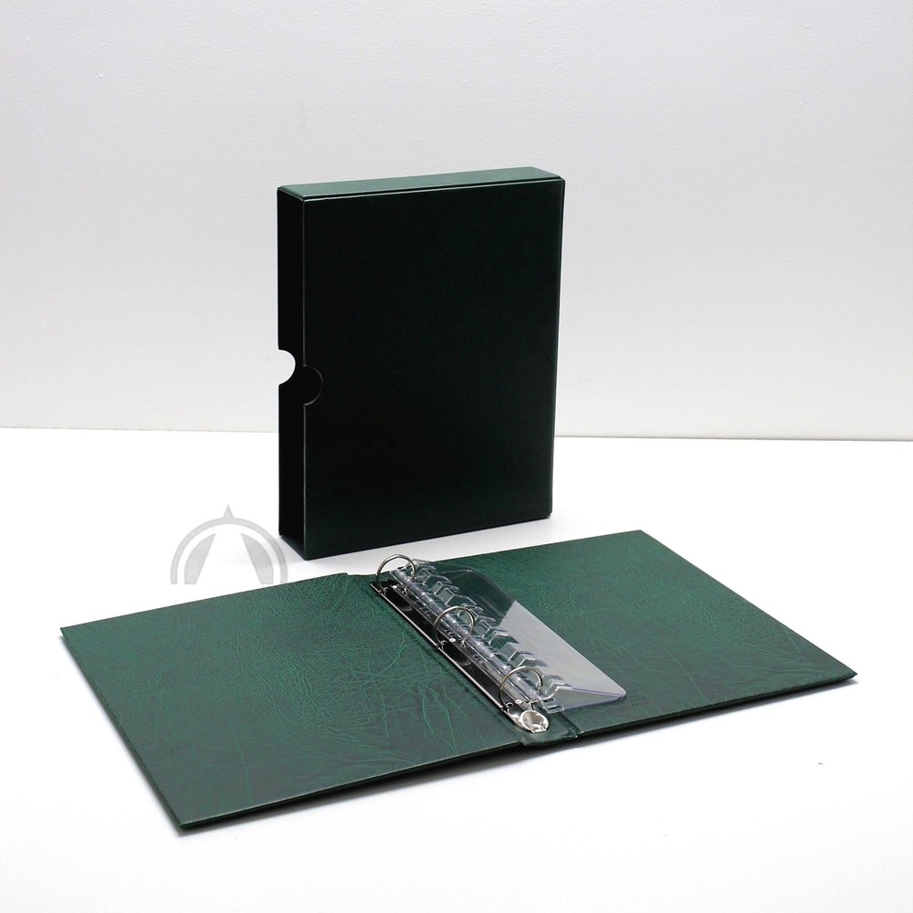 VARIO F Green 3 Ring Binder & Slip Case for Stamp, Currency and Other Collecting
