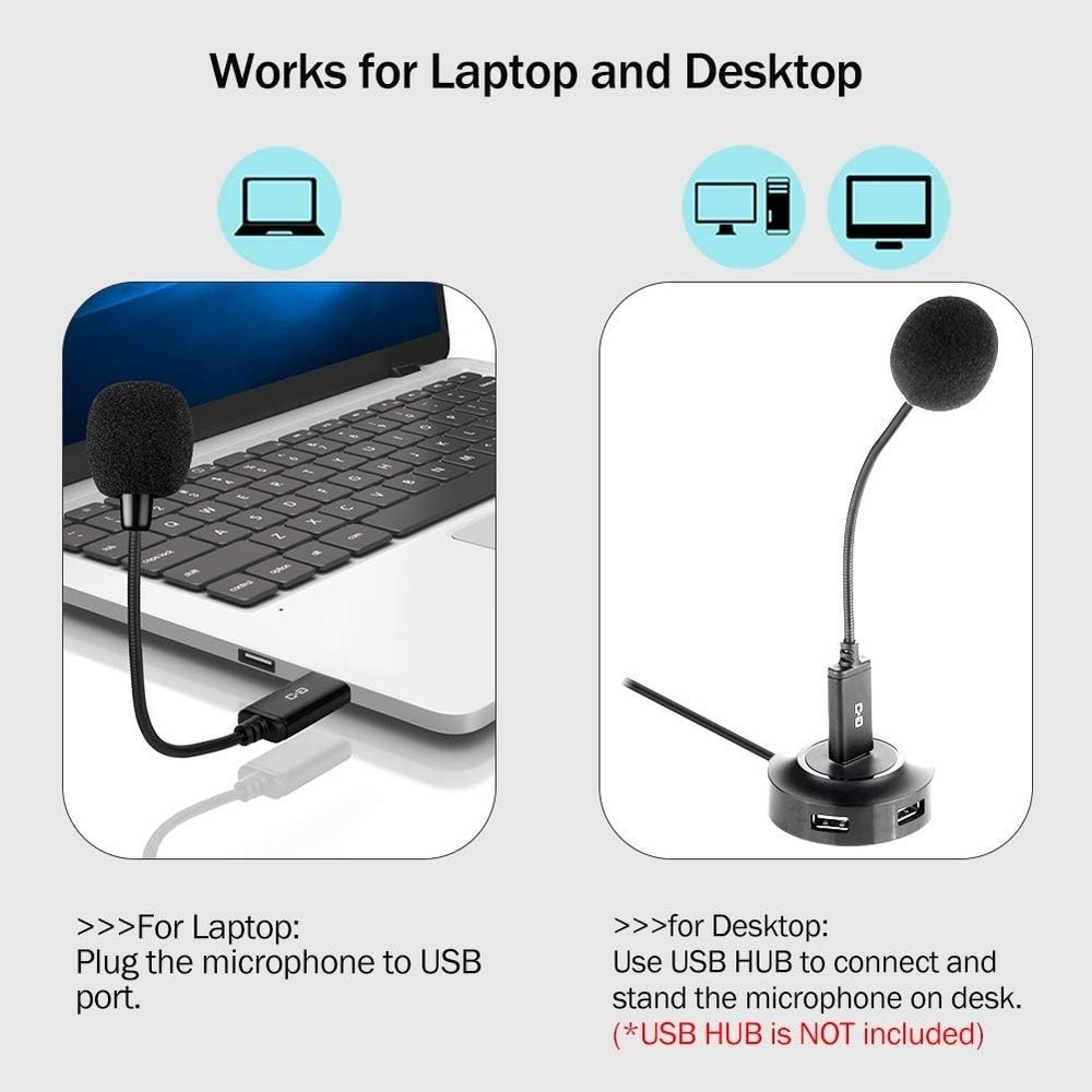 Omnidirectional Mini USB Microphone with Gooseneck for Effortless Online Classes