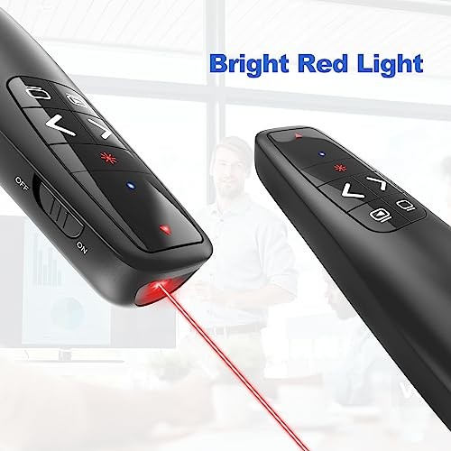 Presentation Clicker with Case Storage: Wireless Presenter Red Laser + Case