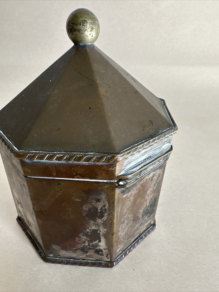 Silver Plated Octagon Lidded Canister with Unique Crest