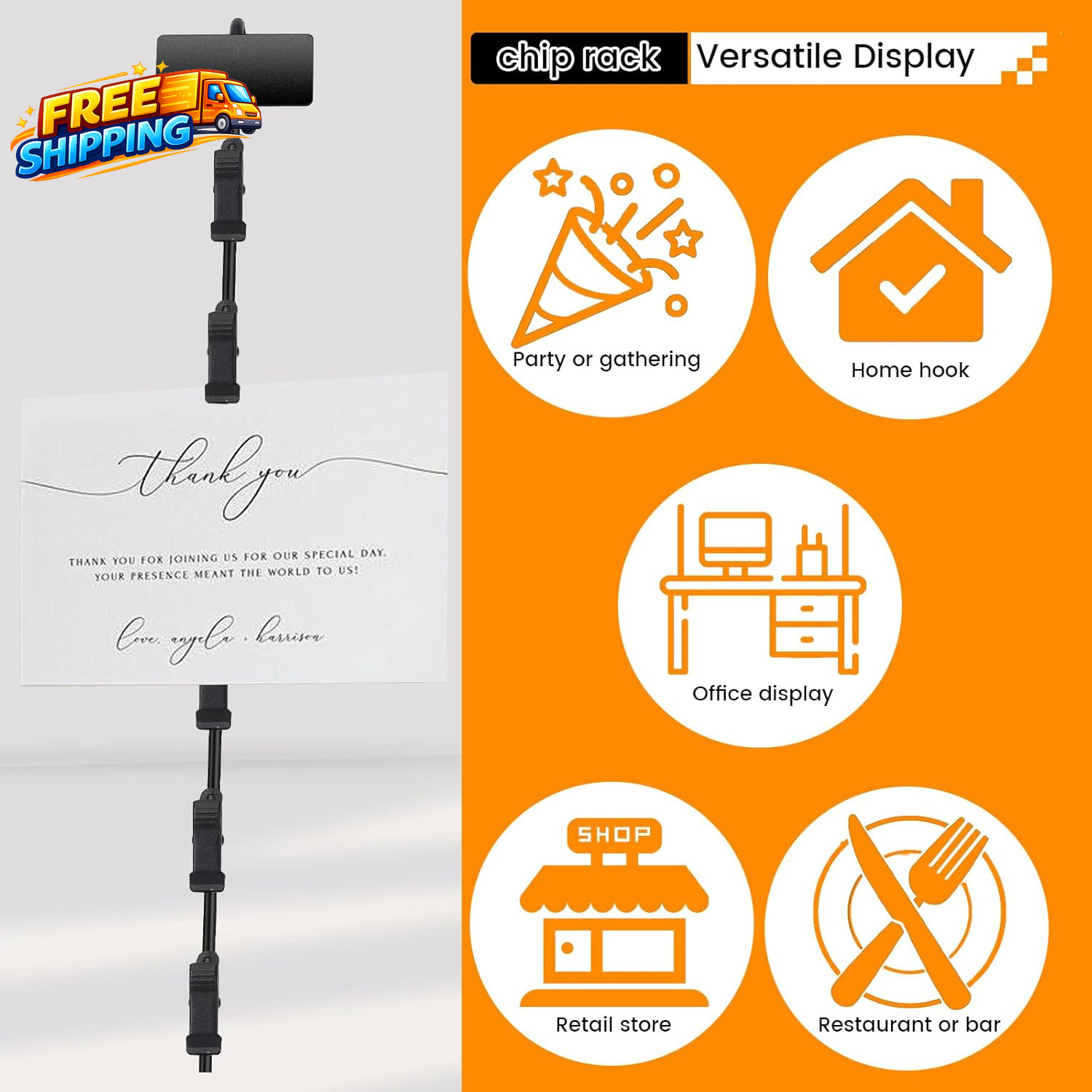 Chip Display Rack Chip Rack Display Stand Chip Bag Holder with 6 Clips for Retai