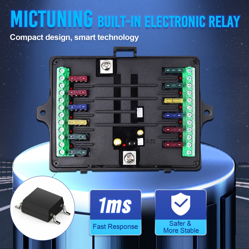 MICTUNING 12 Gang Switch Panel, LED Touch Switch Flash LED Light Power Circuit