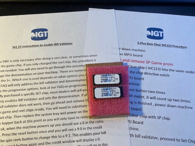 IGT S+ S-Plus Ram Clear and Bill Validator Set chips OEM!