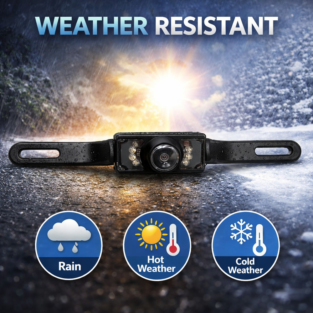 Rear view Backup Plate Camera For Jensen CMR8629 Install Kit