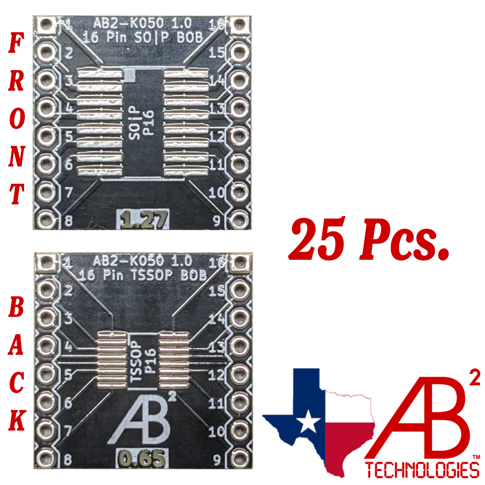 SOIC16 TSSOP16 Black PCB Adapter Boards for SMD to DIP Panel of 25
