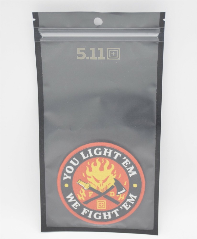 5.11 TACTICAL YOU LIGHT 'EM WE FIGHT 'EM LOGO PATCH HOOK/LOOP BACKING RARE FDNY