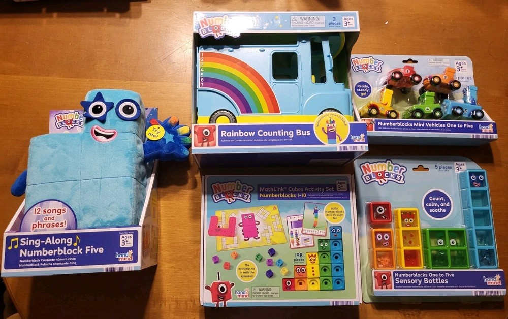 LOT 5 Number Blocks Sing Along MathLink Sensory Vehicles Counting Math Bus Set
