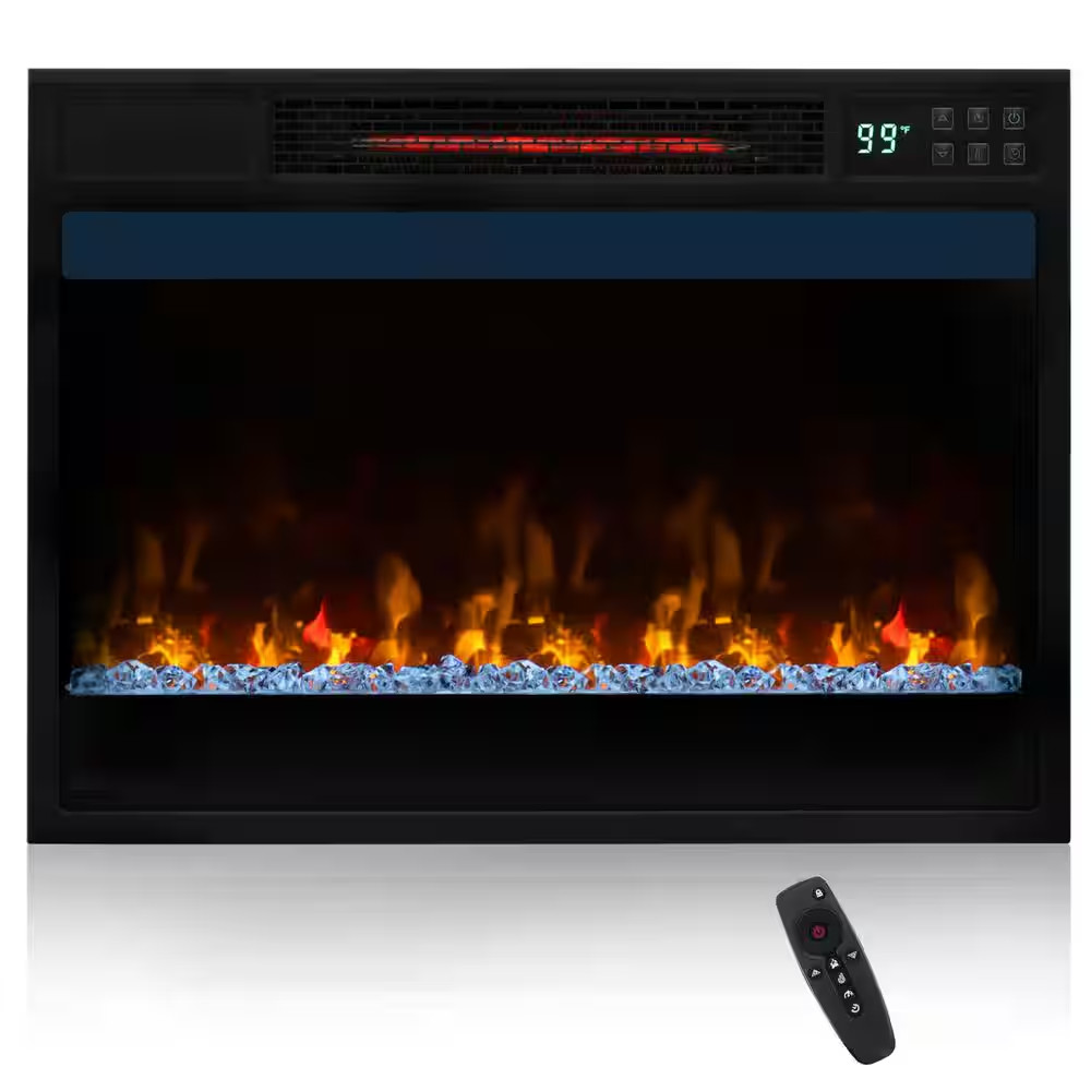 23 In. Infrared Quartz Electric Fireplace Insert with Remote Control