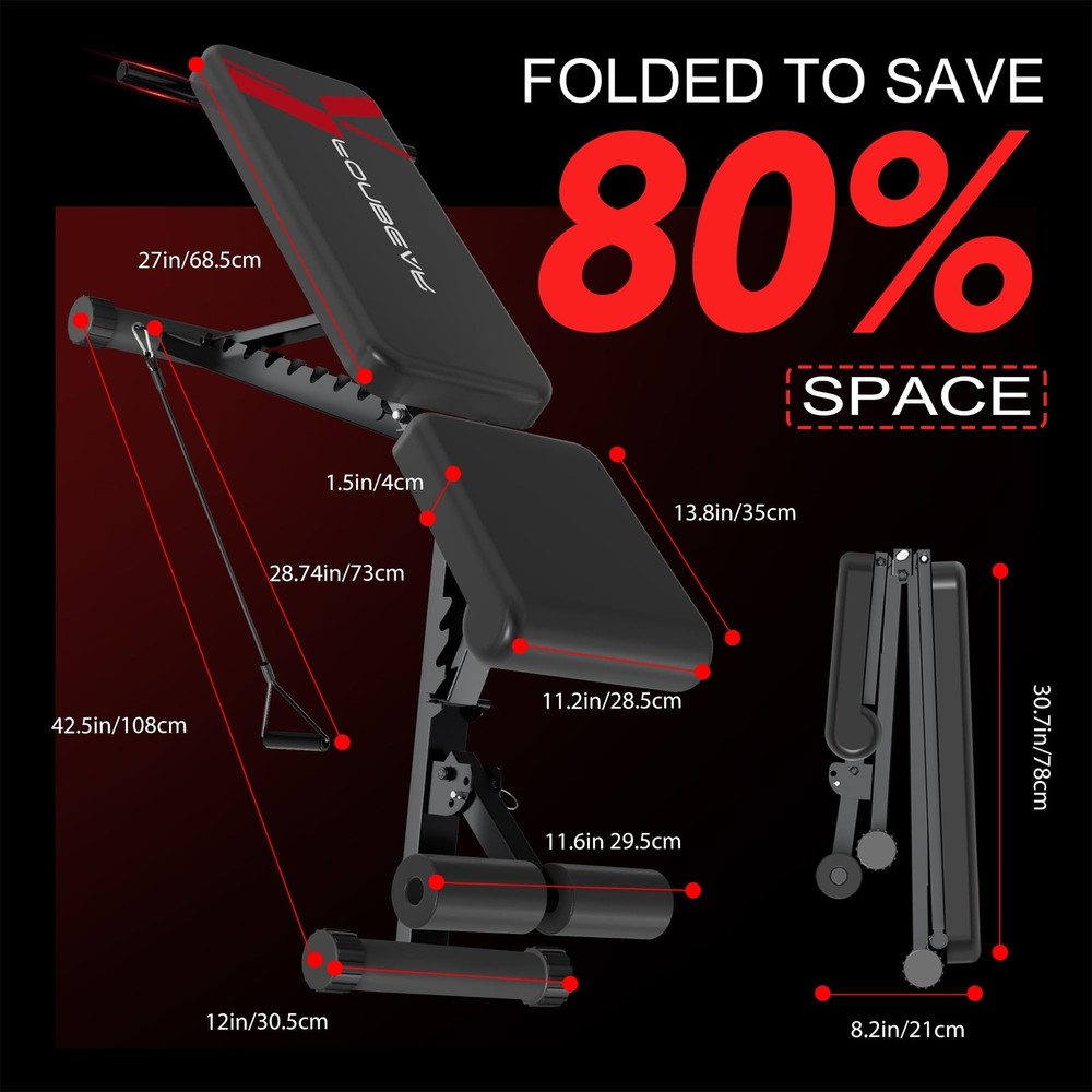 FONBEAR Adjustable Weight Bench, 660LBS Foldable Workout Bench for Full Body ...