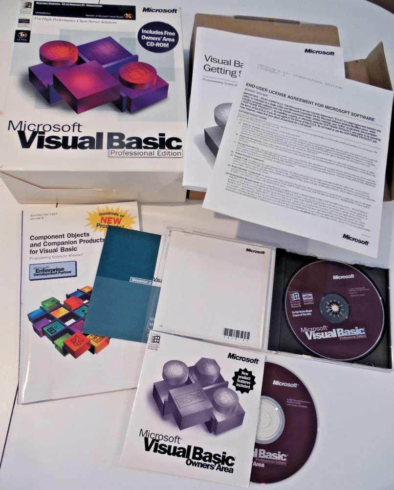 Microsoft Visual Basic 5.0 Professional Edition VB5 Pro CD-ROM in Retail Box