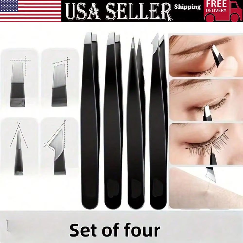 Eyebrow Tweezers Eyebrow Clip 4 pcs/Set Hair Beauty Pluckers Stainless Steel