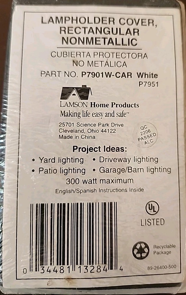 (3-Pack) Carlon ~ White Rectangular, 3 Hole, 1/2" Threaded Lampholder Cover,