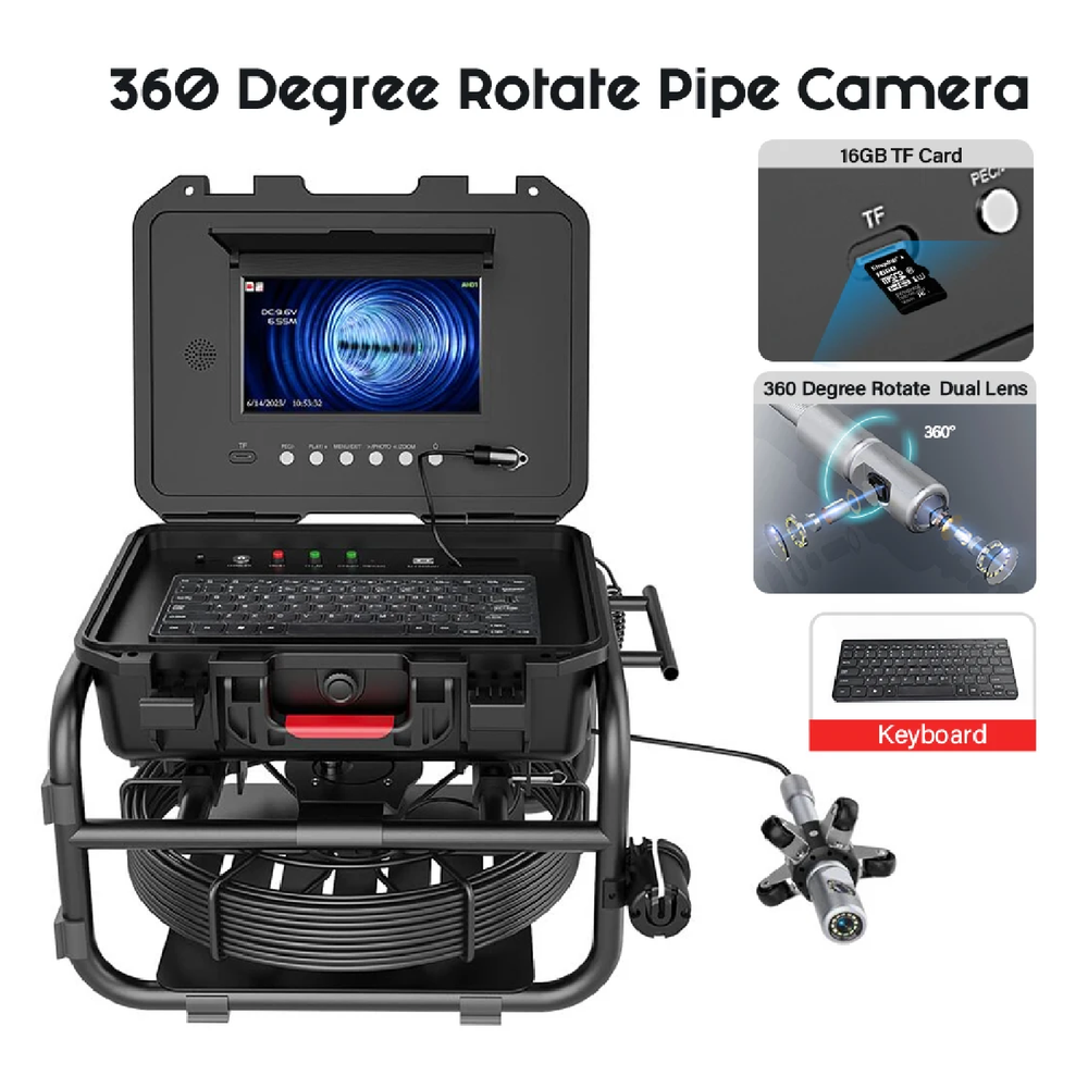 Pipe Sewer Camera 9in Screen 100Ft. 7mm Drain Camera Plumbing