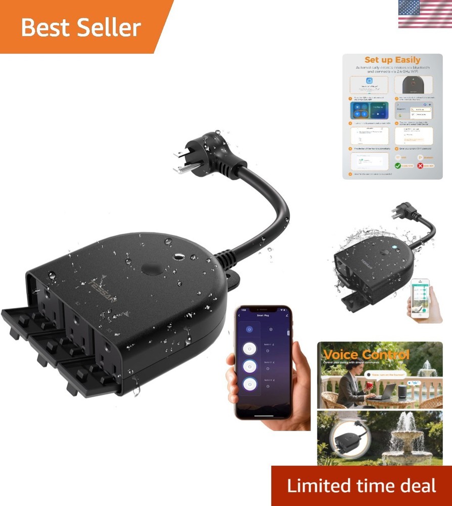 Outdoor Smart Outlet with Timer Function - 15A Waterproof Design for Smart Homes