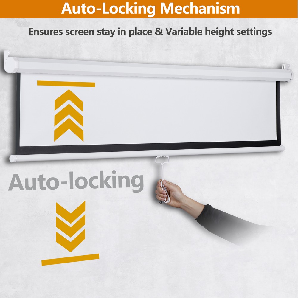 72 Inch Manual Pull Down Projector Screen 4:3 HD Retractable Widescreen Matte