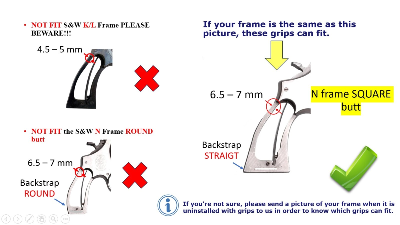 Checker wood Grip For S&W N Frame Square Butt coke style and Opened back checker
