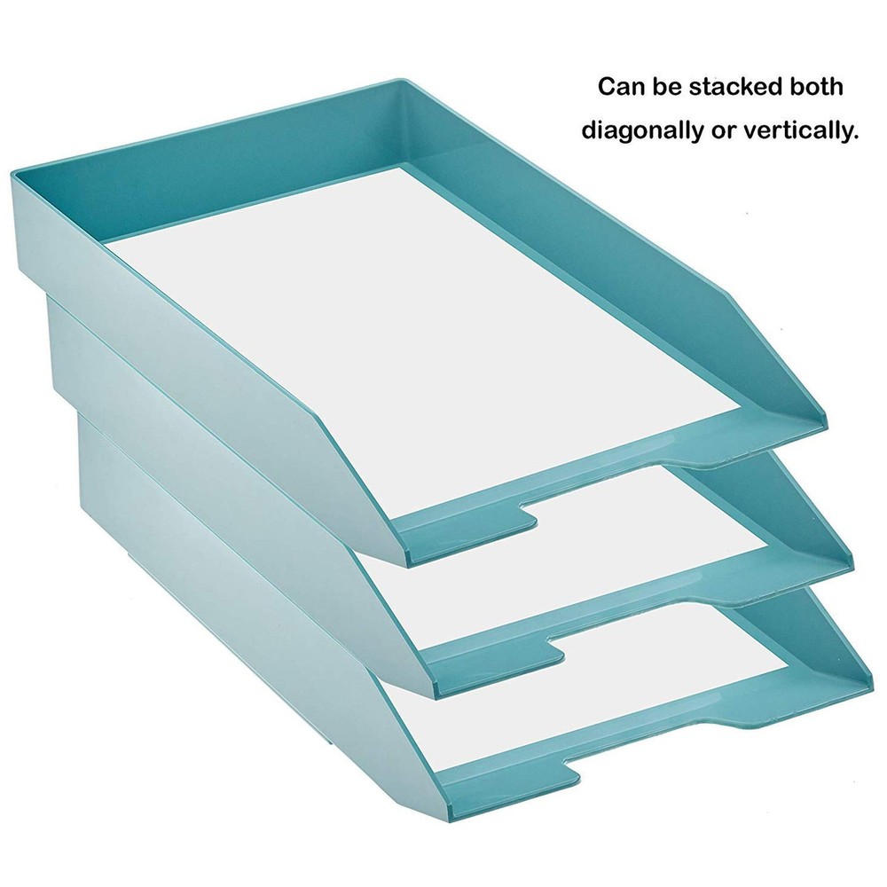 Stackable Letter Tray Front Load, Letter Size, Plastic, Solid Green Color, 1 ...