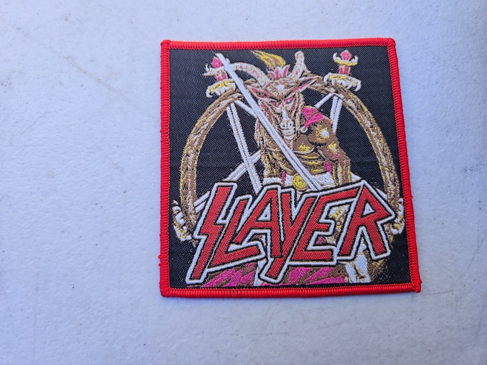 SLAYER, SEW ON RED BORDER WOVEN PATCH