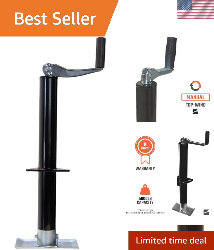 Top-Wind A-Frame Trailer Jack with Rectangular Footpad | 5000 lb Manual Crank...