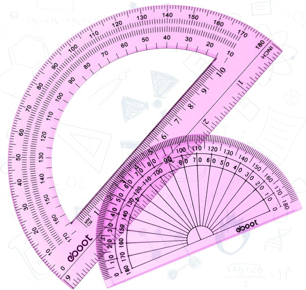 2 Pcs Plastic Protractor Clear 180 Degrees Transparent Protractor for Geometry,