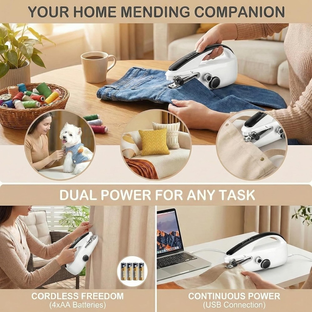 Portable Mini Sewing Machine for Beginners， Portable Handheld Sewing Machine