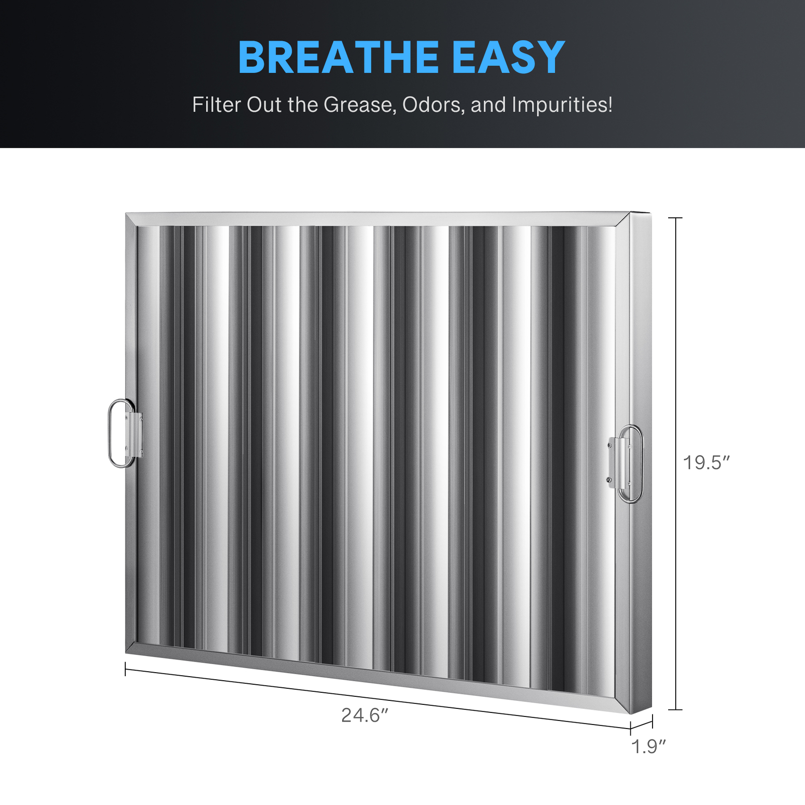 WILPREP 6 Packs 20"x25" Commercial Exhaust Hood Grease Filters 6-Grooves Baffles