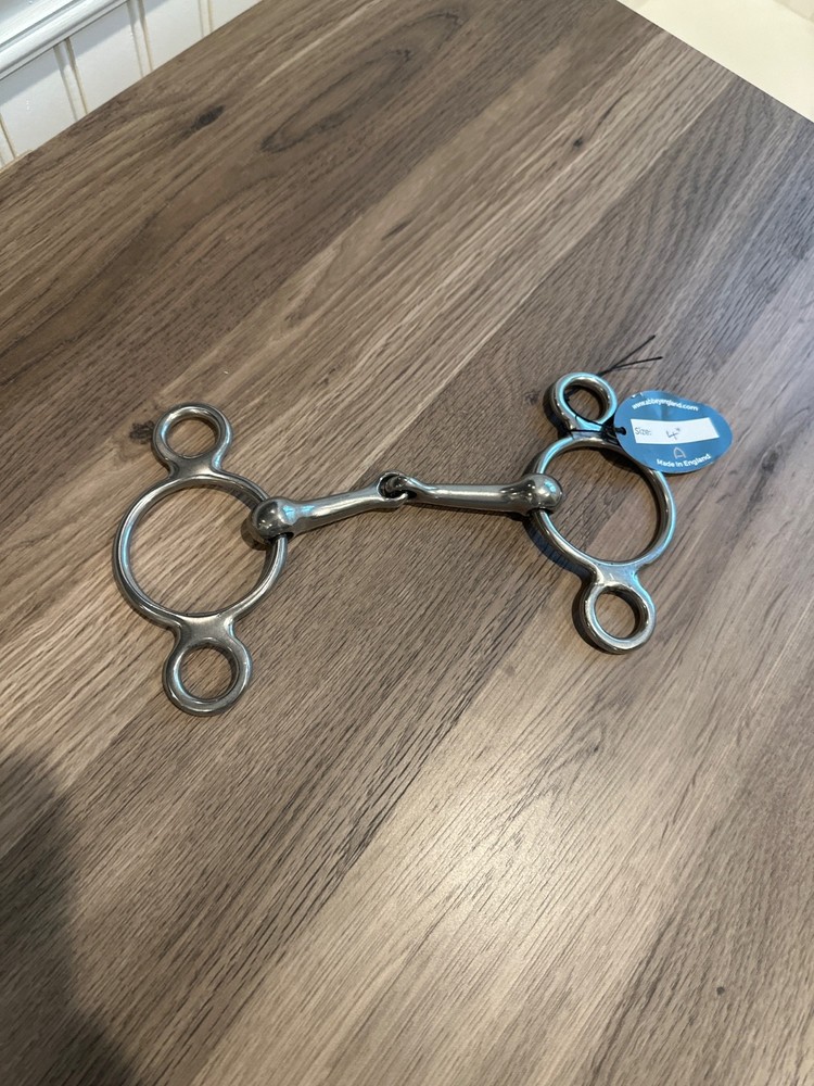 British 2-Ring Pony Elevator Snaffle Mouth Gag - 4"