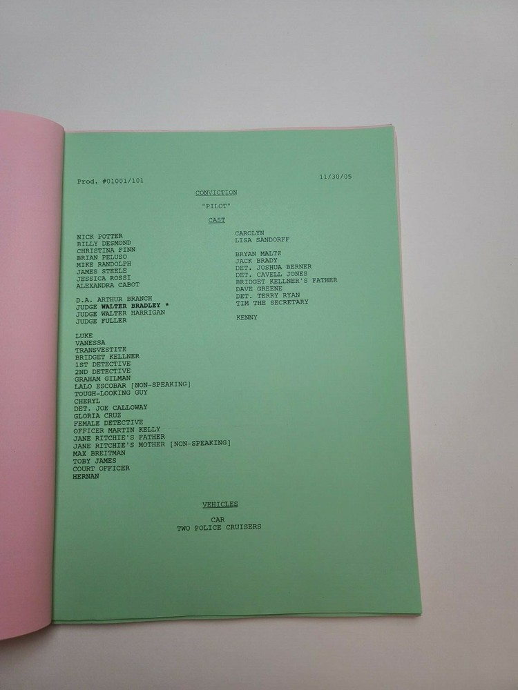 CONVICTION / Rick Eid & Walon Green 2006 TV Script, Pilot Episode