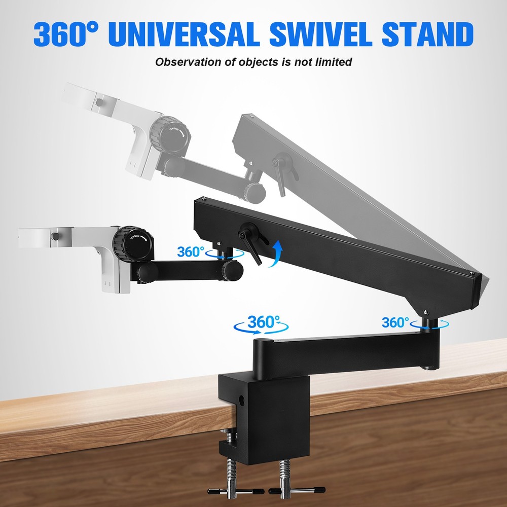 Foldable Bracket with Table Clip Stereo Trinocular Stand for Digital Microscope