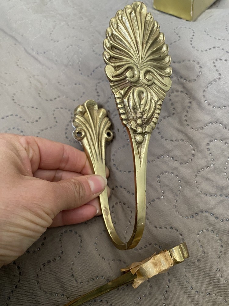 Vintage Brass Curtain Tie Backs Hooks