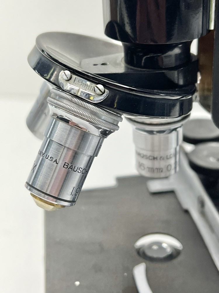 Vintage BAUSCH & LOMB Monocular MICROSCOPE w/ 3 Objectives Dated 1915