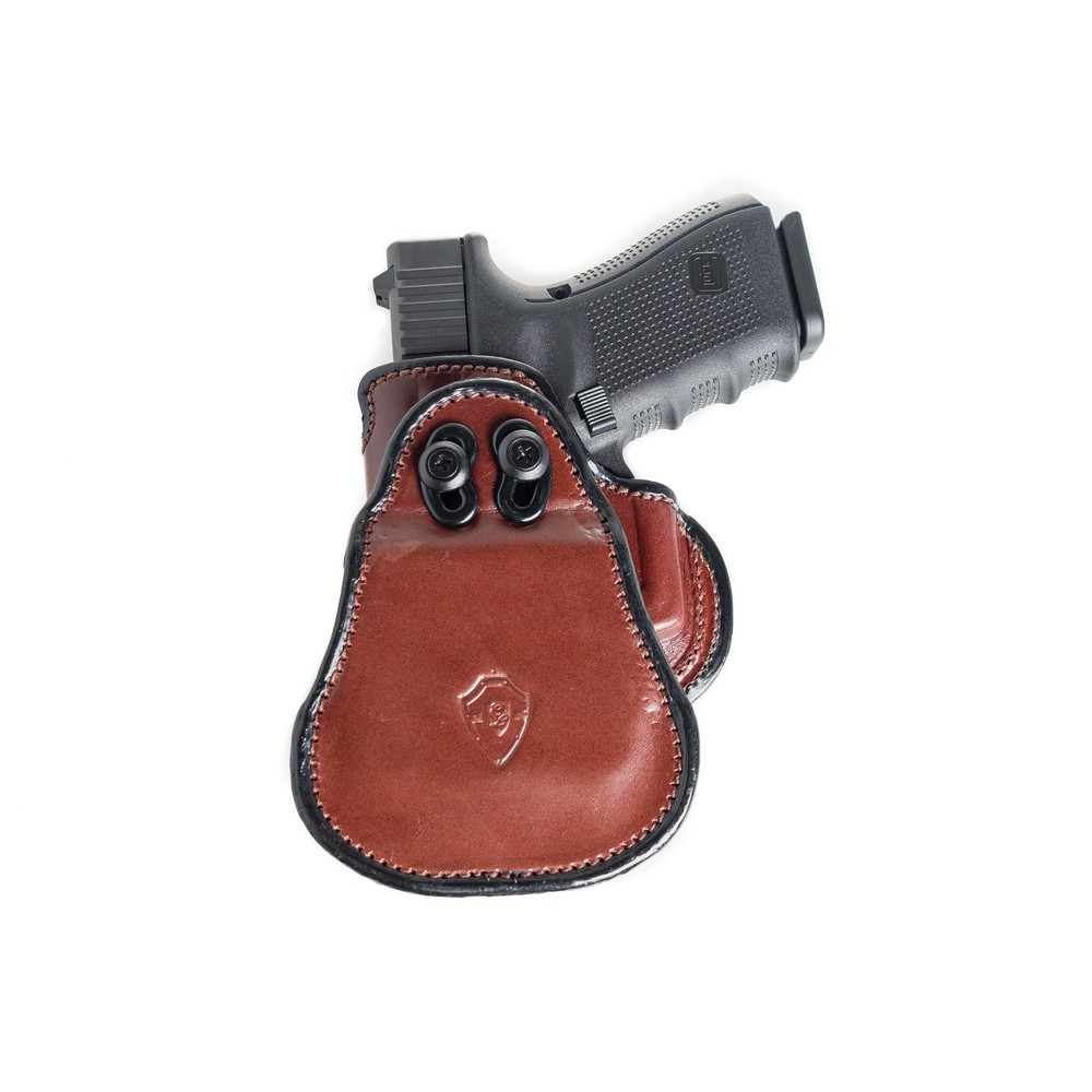 PADDLE LEATHER HOLSTER FOR RUGER P85. OWB PADDLE ADJUSTABLE CANT.