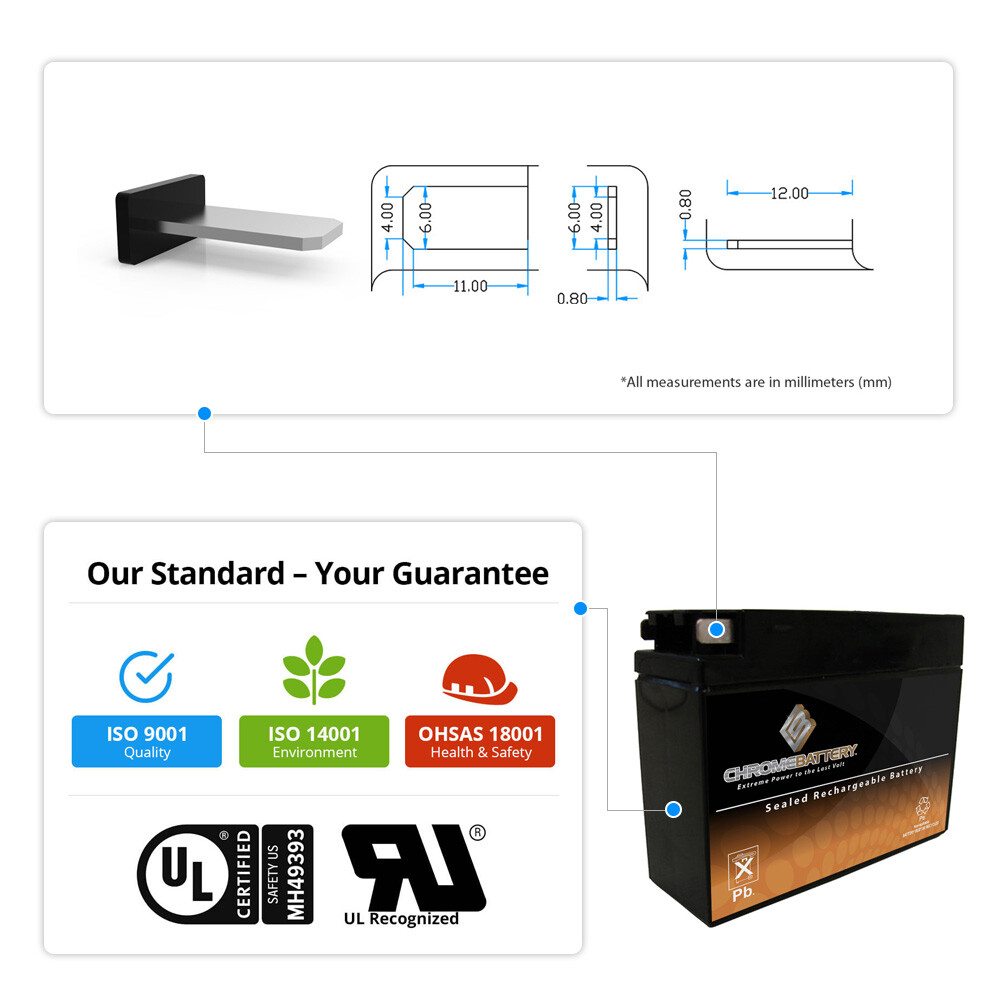 YT4B-BS High Performance AGM Motorcycle Battery for 2006-2017 Yamaha TTR 50E