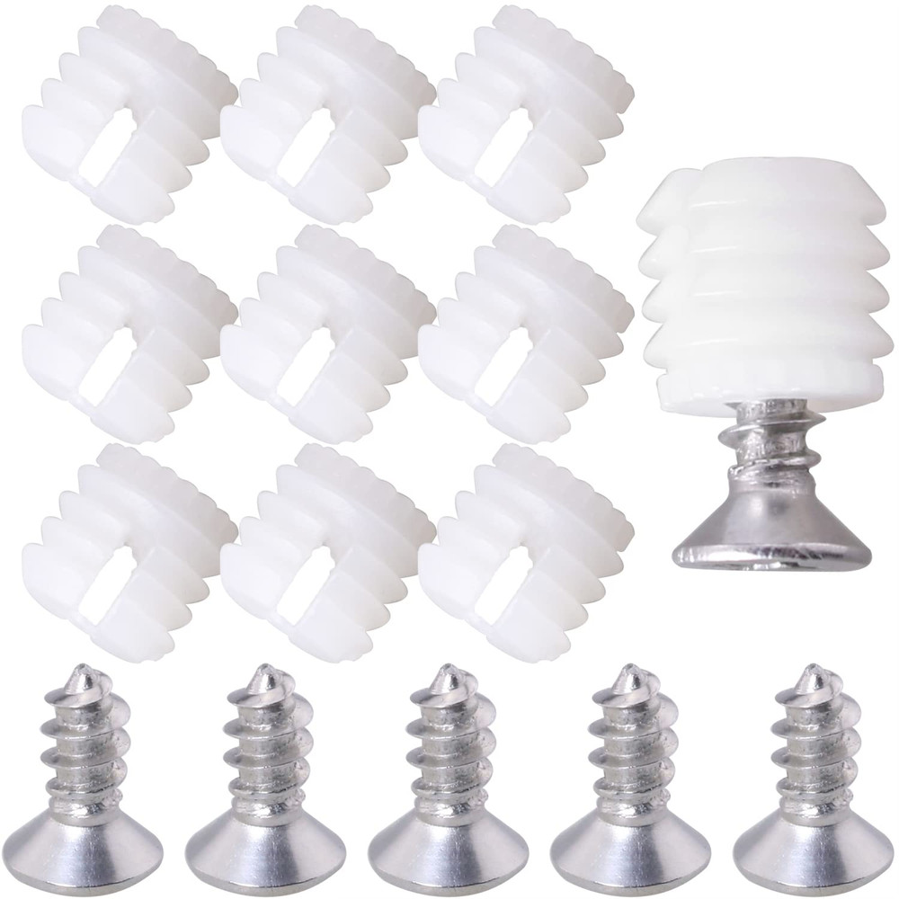 100Pcs Plastic Hinge Dowel Inserts Kit 4X10Mm Toothed Machine Thread Opening Pla