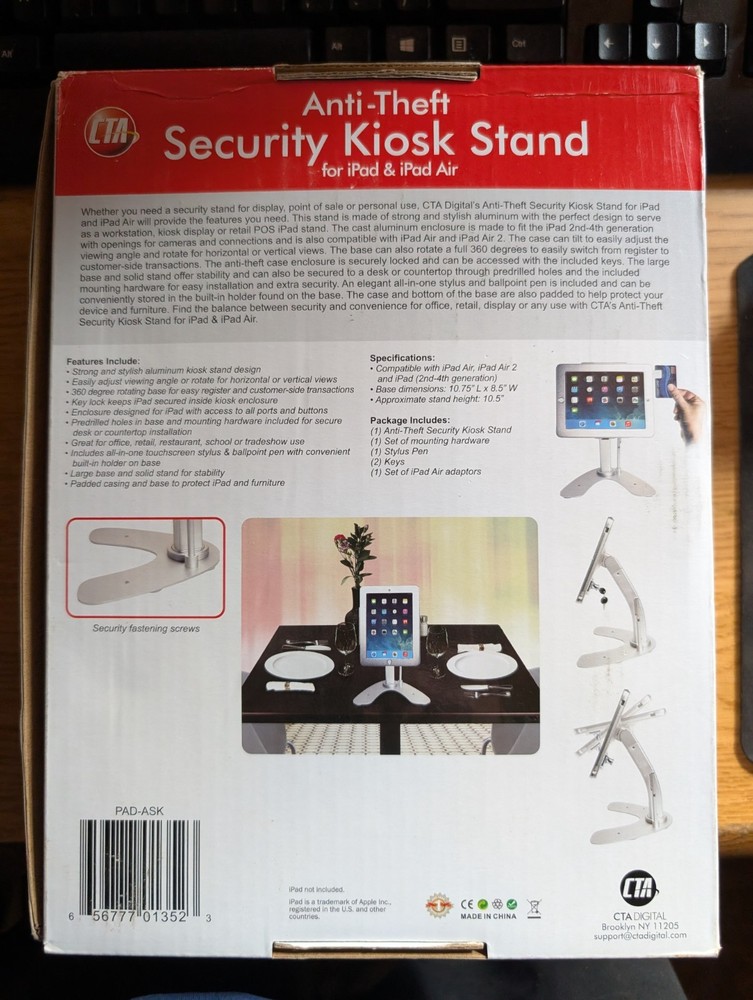 CTA Dual Security Kiosk Stand With Locking Case and Cable PAD