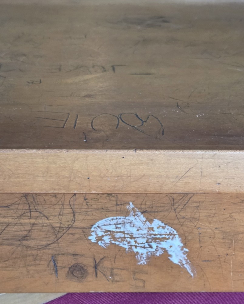 Vintage Original Classroom Solid Wood Rotating Drafting Drawing Table Desk Top