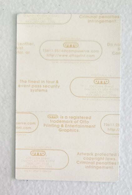 Neil Young Neil Tour 2001 Backstage Pass