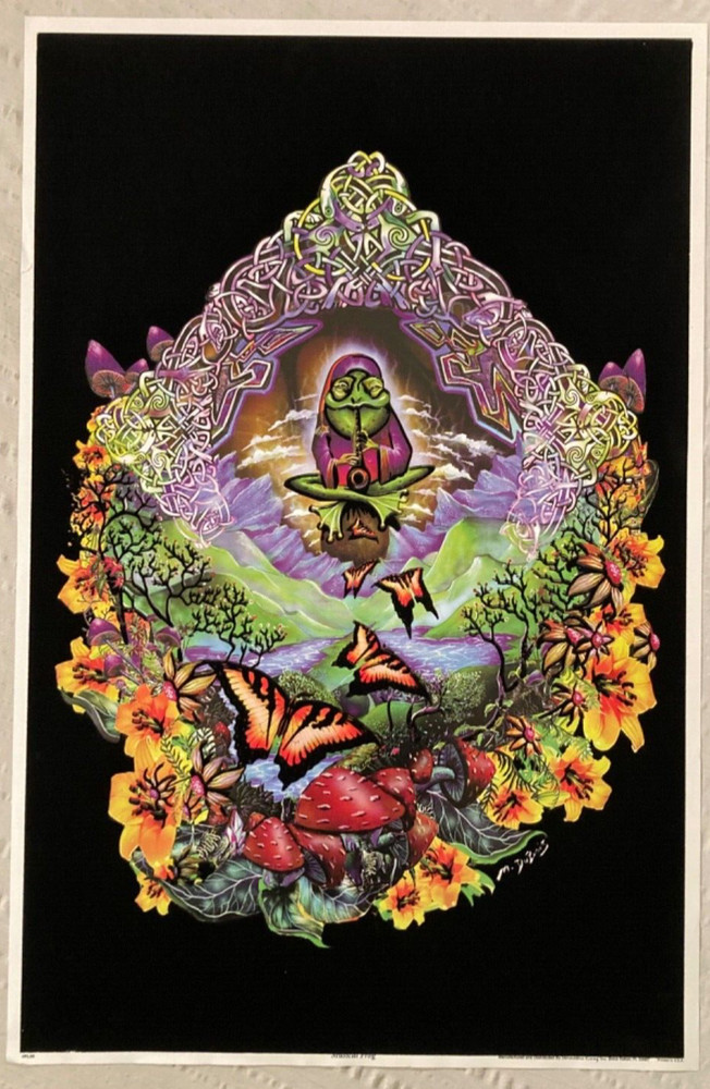 Musical Frog 1998 Blacklight Poster Flocked Starmakers Rising Boca Raton Florida