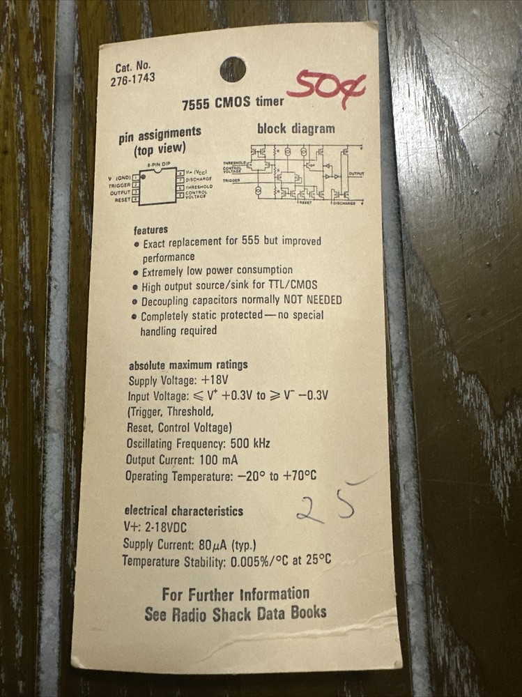 Archer Electronics CMOS IC TIMER 276-1743
