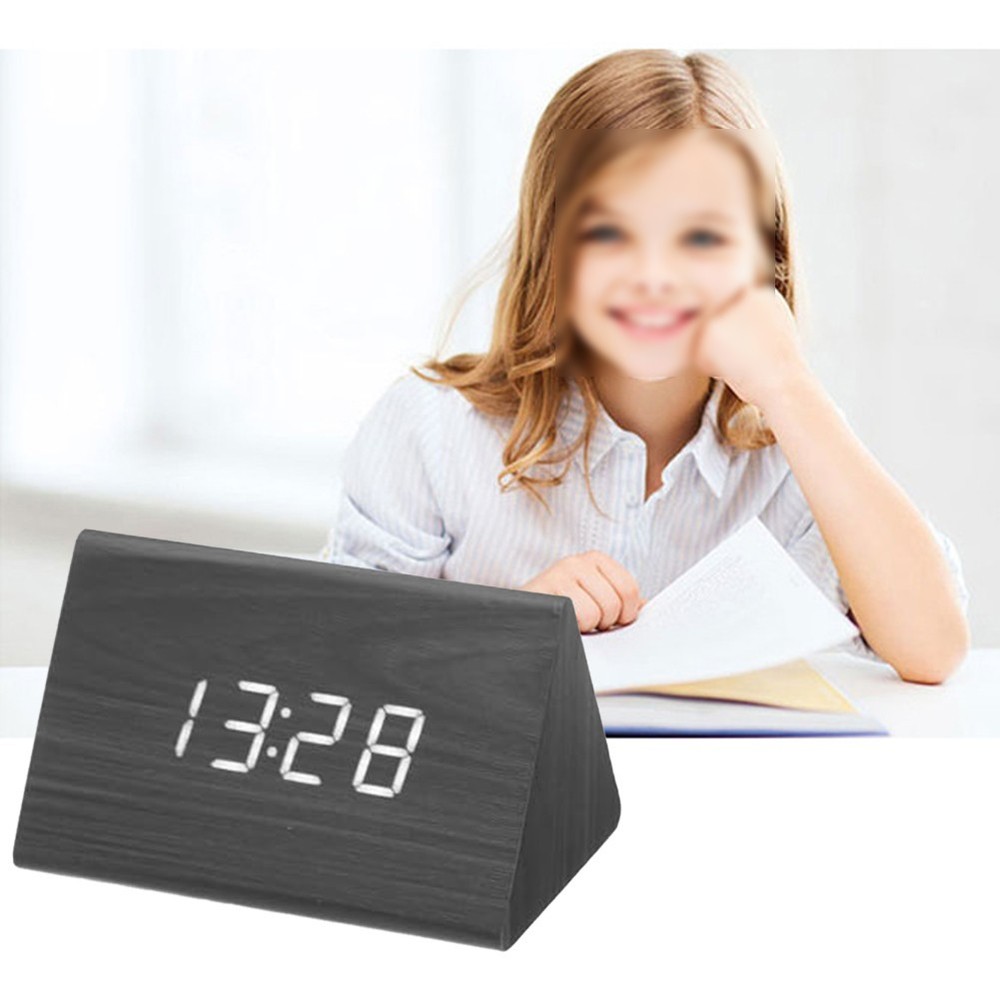 Convenient Alarm Function Wood Clock LED Digital Display Adjustable Brightness